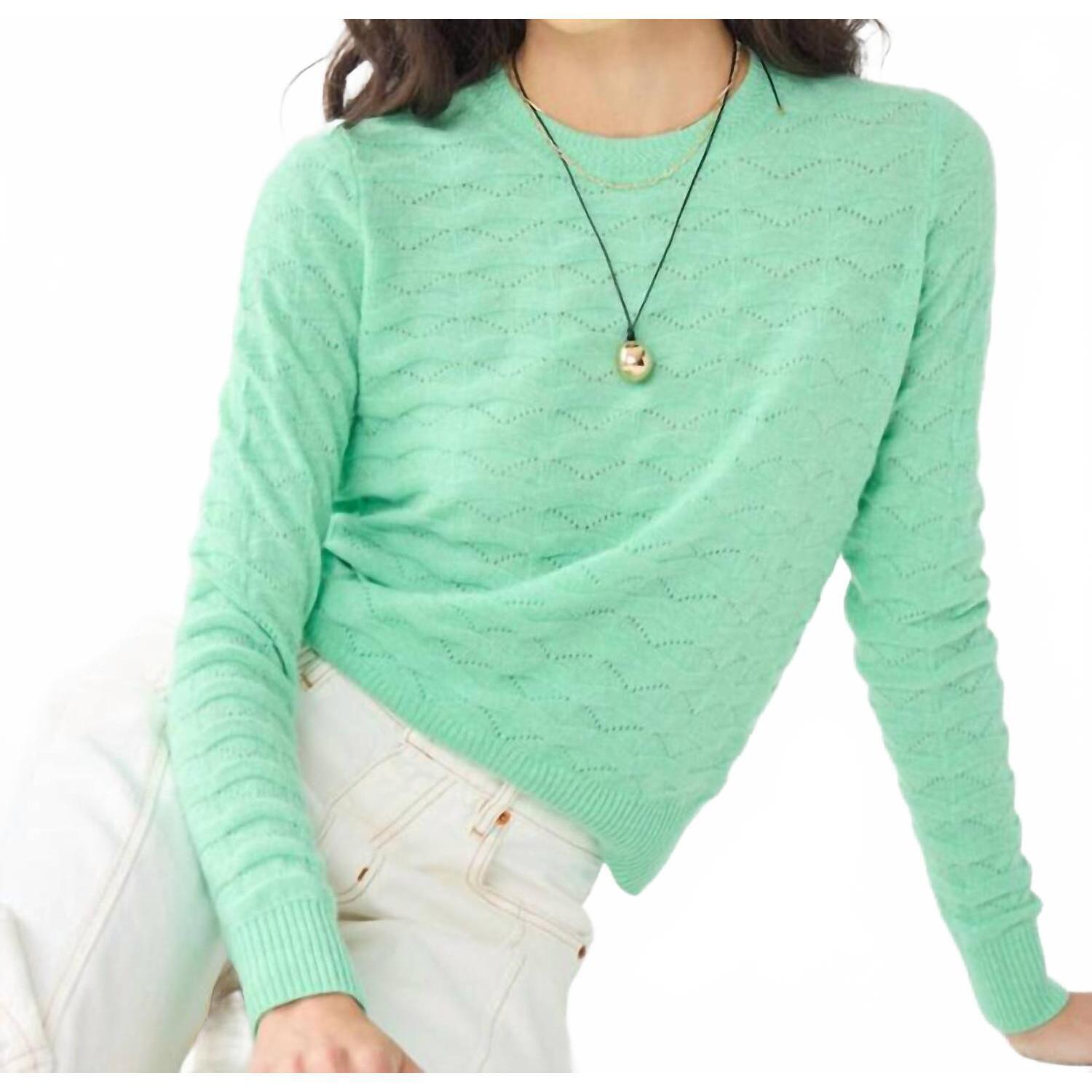 New Autumn Cashmere Wavy Pointelle Sweater In Mint Julep